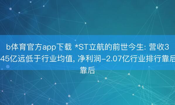 b体育官方app下载 *ST立航的前世今生: 营收3.45亿远低于行业均值, 净利润-2.07亿行业排行靠后