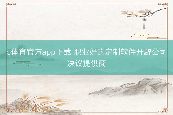 b体育官方app下载 职业好的定制软件开辟公司决议提供商